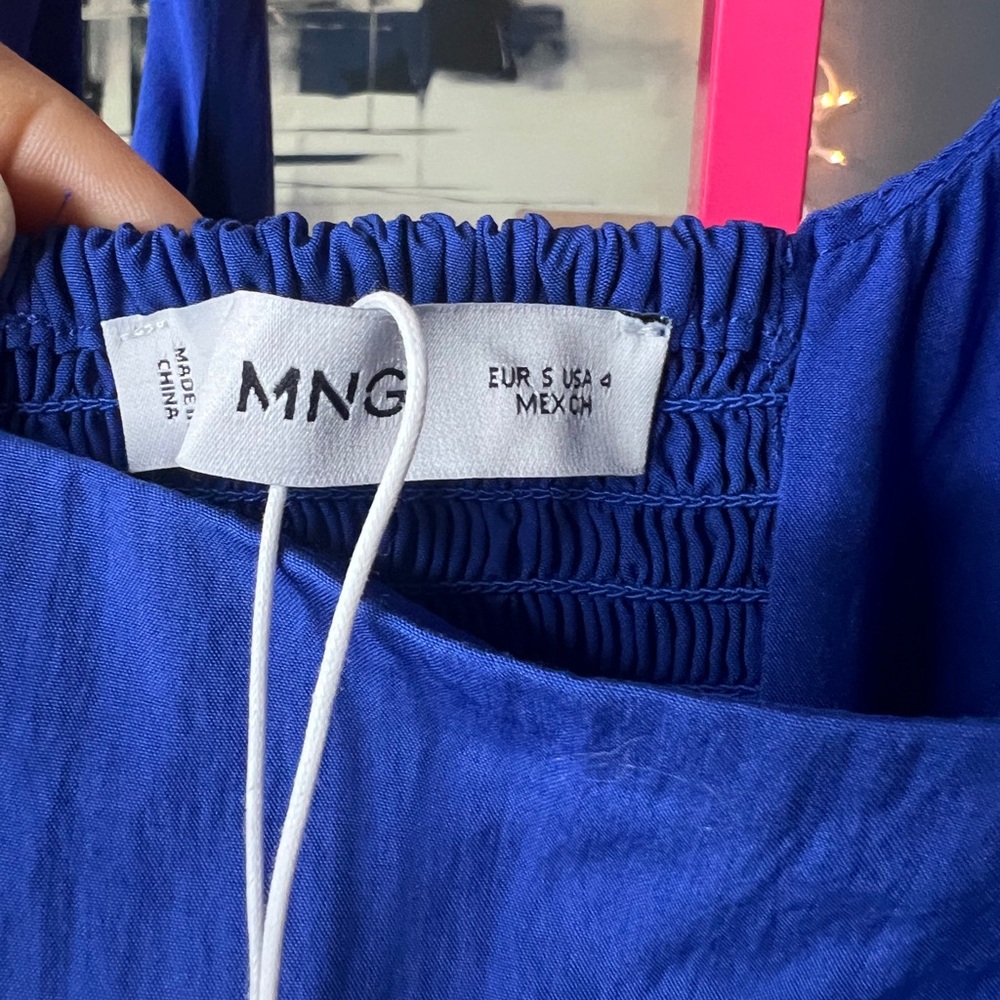 Mango Flared Blue Cotton Dress size 4 ✨ - Picture 3 of 5